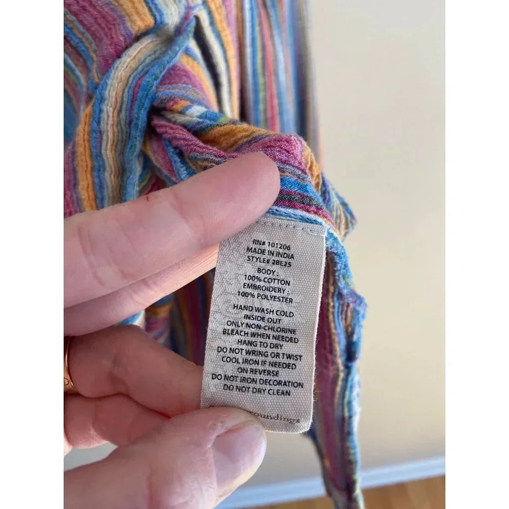 Soft Surroundings Colorful Embroidered V-Neck Bohemian Tunic Top Size Medium - Picture 8 of 12